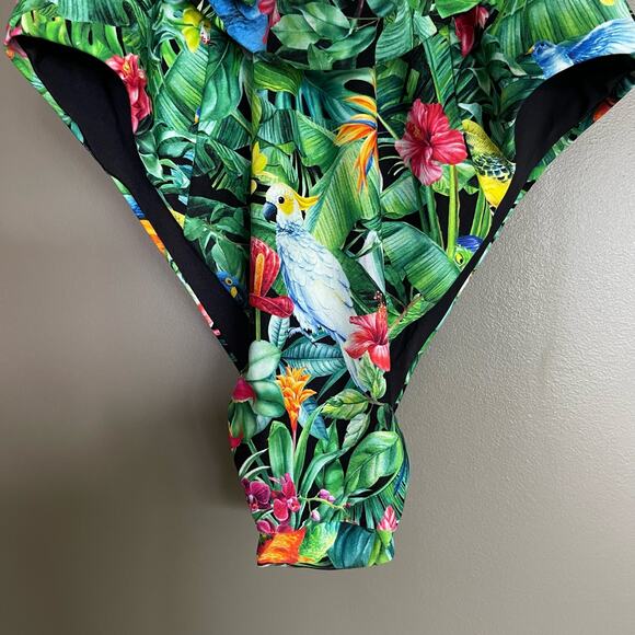 NWT Weworewhat Danielle One Piece Swimsuit Palm Green Size XS Tropical Belted - Picture 15 of 16